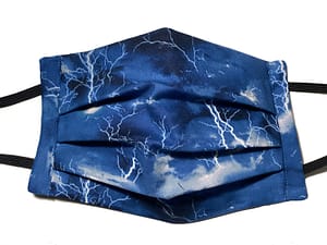 Dark blue and black fabric with lightning flashes pattern