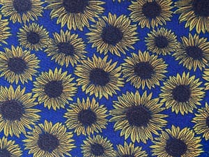 Dark blue fabric with yellow sunflower pattern