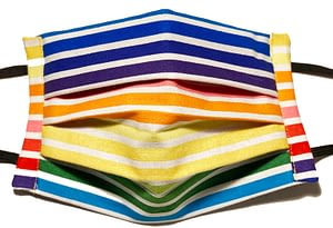 Rainbow coloured striped fabric mask