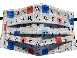 Cream Fabric with pattern of scrabble tiles and board