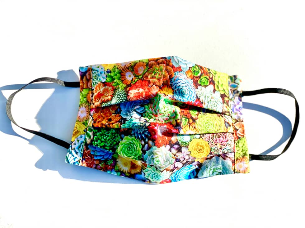 Cacti Mask | Face mask with fabric pattern with a variety of colourful succulents